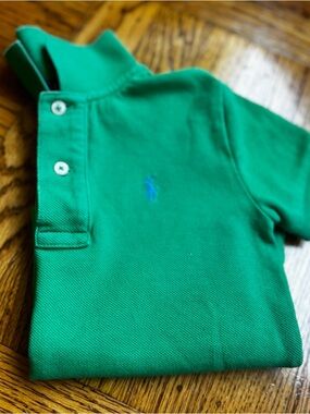 Ralph Lauren Green Polo Shirt with Blue Pony - Kids